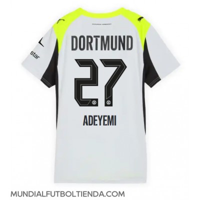 Camiseta Borussia Dortmund Karim Adeyemi #27 Segunda Equipación Replica 2025-26 para mujer mangas cortas Camiseta Borussia Dortmund Karim Adeyemi #27 Segunda Equipación Replica 2025-26 para mujer mangas cortas